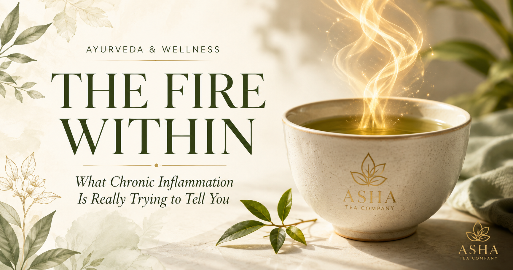 A cup of green tea symbolizing inner wellness and relief from chronic inflammation through Ayurvedic daily rituals.