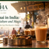 Street chai in India with steaming masala tea and traditional spices