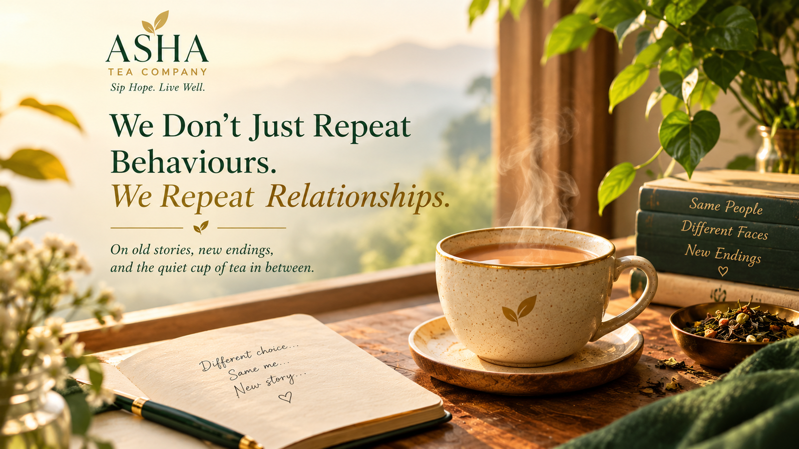 Asha Tea Company tea ritual representing relationship patterns, self-awareness and new beginnings